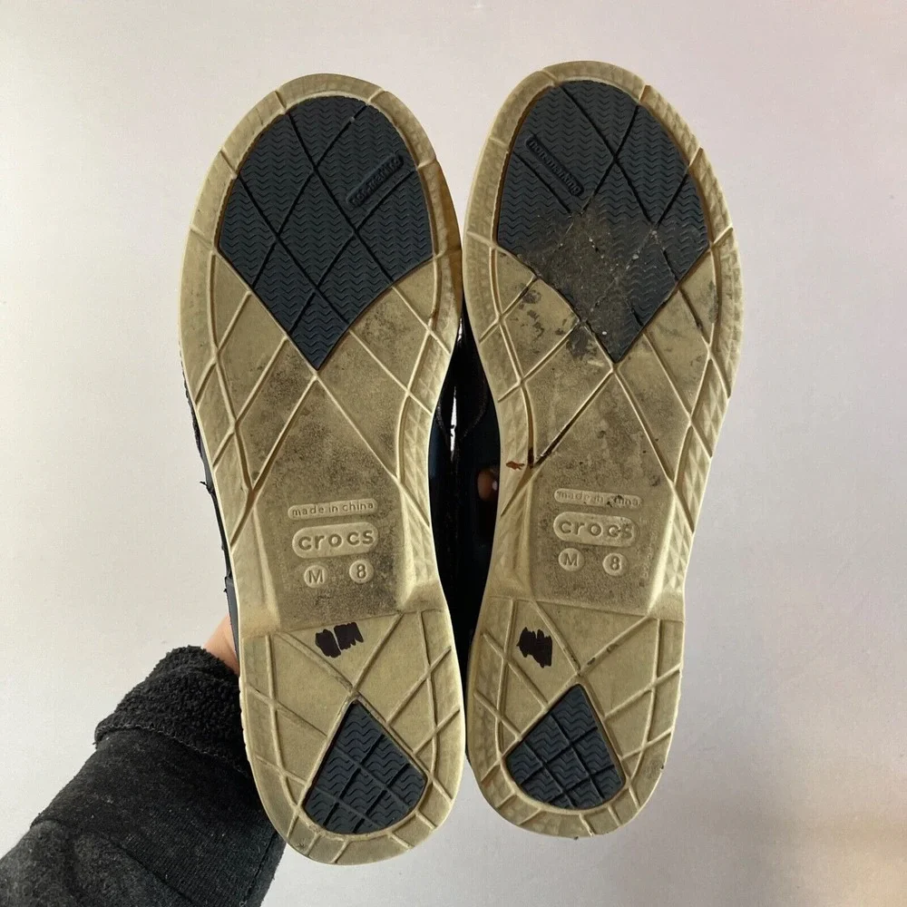 Crocs Beach Line Lace Up Boat Loafers Shoes‎ Mens 8 Comfort Lace Up Navy Blue